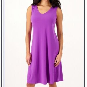 Susan Graver Petite Dress PXL Liquid Knit Sleeveless Purple A575917